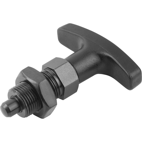 Indexing Plunger Size:3 D1=M16X1, 5, D=8, Form:B W Locknut, Steel Hardened, Comp:Polyamide Comp:Black